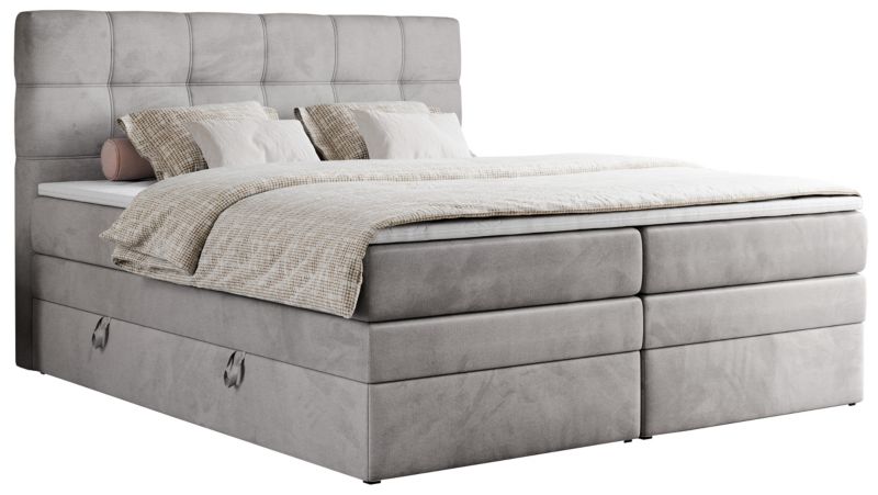Łóżko kontynentalne MKS Meble ERNI KING 120x200 H4 Jasnoszary welvet 1szt.