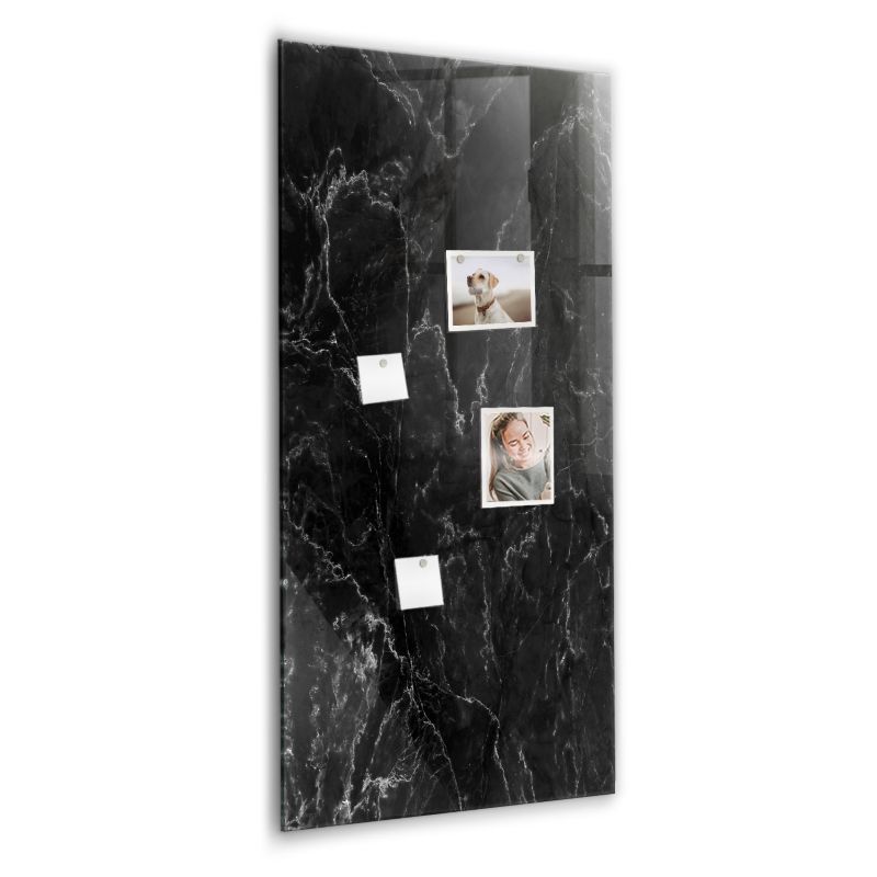 Szklana tablica magnetyczna Wallfluent 60x120 cm Ciemny marmur Biały marker 1 szt.