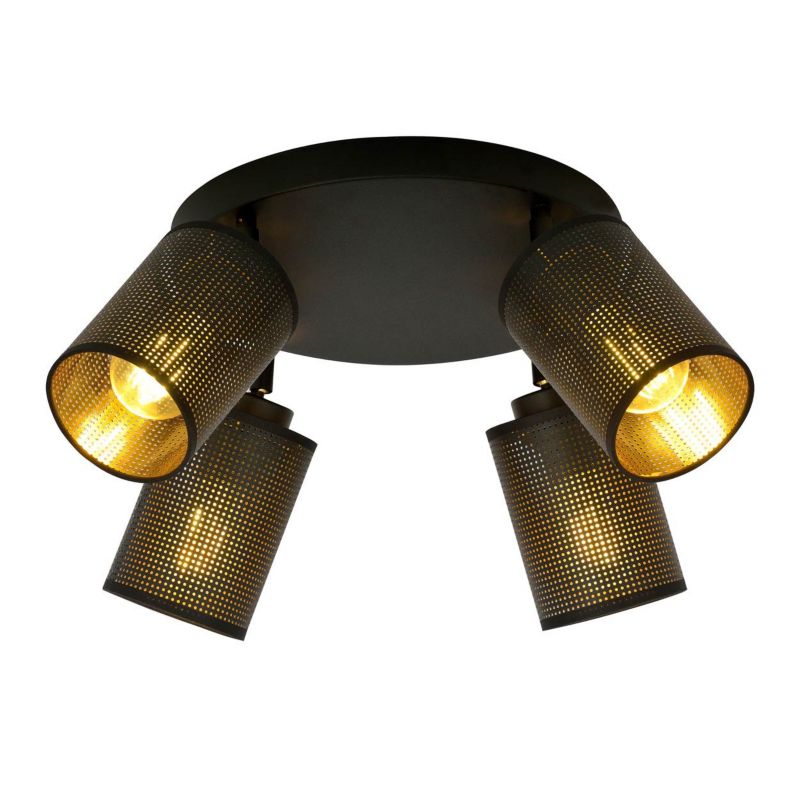 Lampa sufitowa Emibig Bronx czarno-złota wym: 24 x 50 cm 4xE27 x 15W 1 szt.