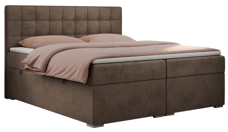 Łóżko kontynentalne MKS Meble CARMEN 140x200 H4 brązowy welwet 1szt.