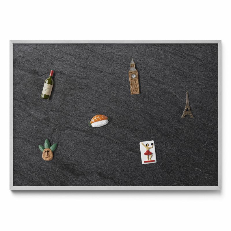 Tablica magnetyczna na ścianę Tulup 100x70 cm Tekstura kamiennej ściany w srebrnej ramie 1 szt.