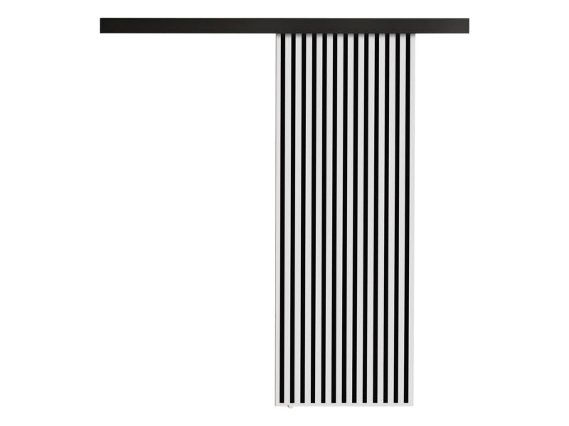 Drzwi przesuwne wewnętrzne MIRJAN 24 Belmo 70 + samodomykacz biały / czarne lamele 1 kpl.