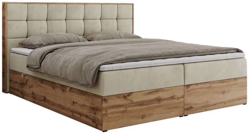 Łóżko kontynentalne MKS Meble ALBERO 1 140x200 H4 Beżowy welvet 1szt.