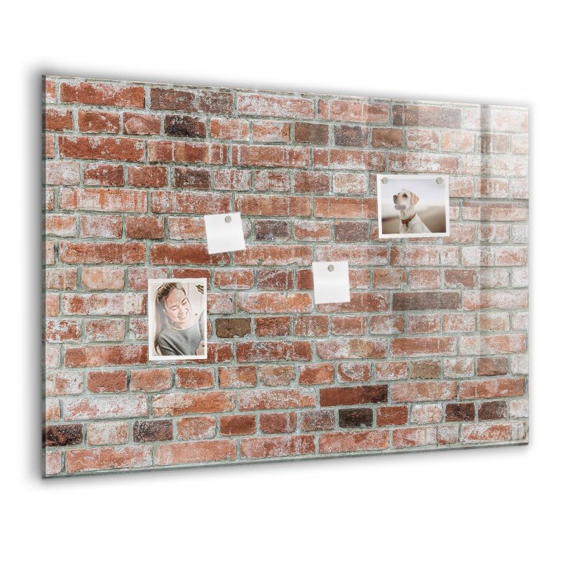 Szklana tablica magnetyczna Wallfluent 100x70 cm Cegła mur Biały marker 1 szt.