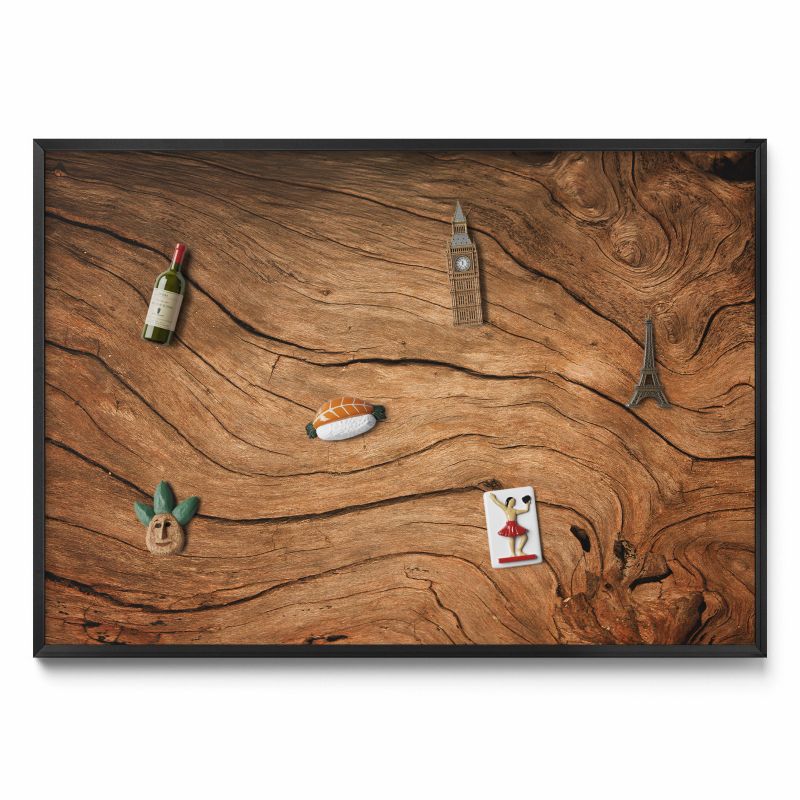 Tablica magnetyczna Tulup 100x70 cm Pęknięta tekstura drewna w czarnej ramie 1 szt.