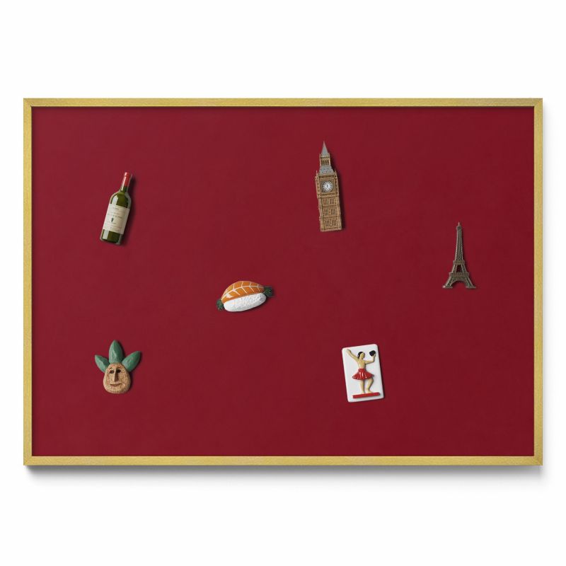 Ozdobna tablica magnetyczna Tulup 100x70 cm Kolor bordowy w złotej ramie 1 szt.