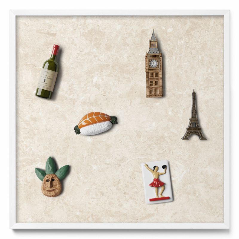 Ozdobna tablica magnetyczna Tulup 50x50 cm Elegancki jasny kamień w białej ramie 1 szt.