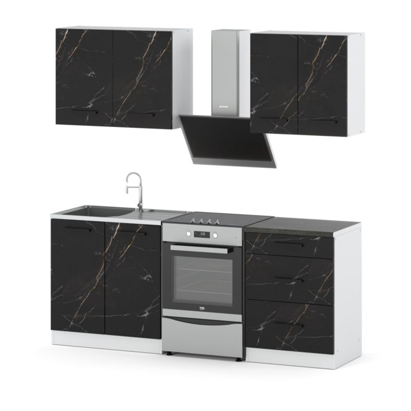 Zestaw Kuchenny Hurtownia-Mebli Z Blatem Kuchnia Mini Mokka 200cm Biały Mat San Sebastian 200x47x145 cm 1szt.