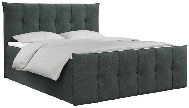 Łóżko kontynentalne MKS Meble PREMIUM 11 140x200 H4 Ciemnoszary struktura 1szt.