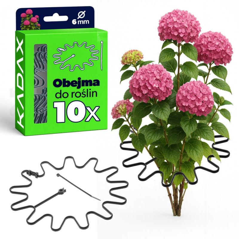 Obejma do roślin KADAX z opaską zaciskową czarna, 10 szt.