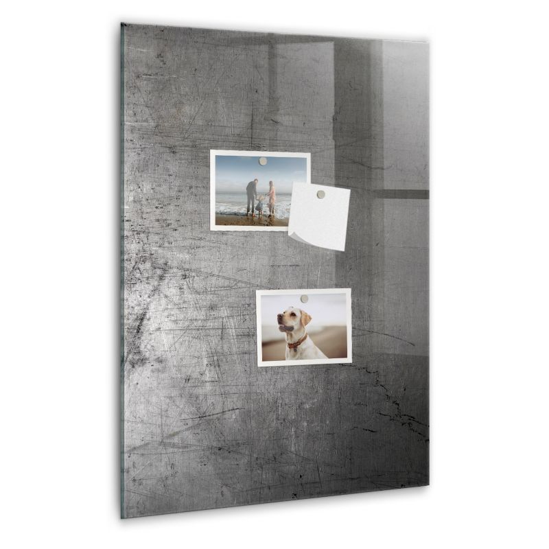 Szklana tablica magnetyczna Wallfluent 40x60 cm Porysowany metal Biały marker 1 szt.