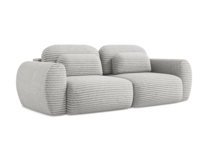 Kanapa 3-osobowa z funkcją spania LaMiaSofa PECORINI z tkaniny sztruksowej 266x121 cm jasny szary 1 szt.