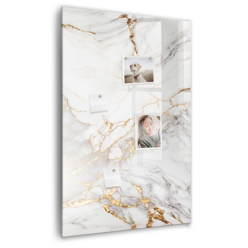 Szklana tablica magnetyczna Wallfluent 60x90 cm Dekoracyjny marmur Czarny marker 1 szt.