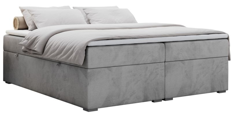 Łóżko kontynentalne MKS Meble BESS 180x200 H3 jasnoszary welwet 1szt.