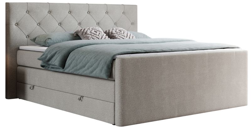 Łóżko kontynentalne MKS Meble KING VELEN 160x200 H3 beżowy struktura 1szt.