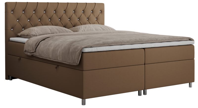 Łóżko kontynentalne MKS Meble ROMA 180x200 H3 Brązowy ecoskóra 1szt.