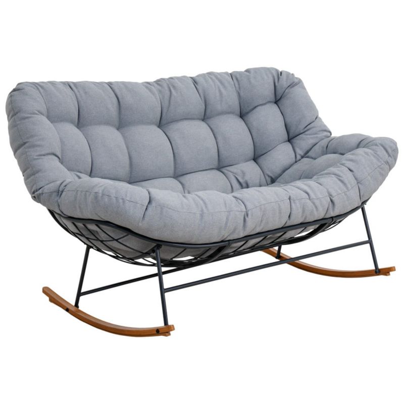 Fotel Bujany Mirpol 2 os Ogrodowy Stalowa Rama Malowana Proszkowo, Grafit 1 szt.