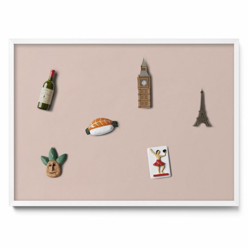 Tablica magnetyczna Tulup 70x50 cm Kolor pudrowy róż beż w białej ramie 1 szt.