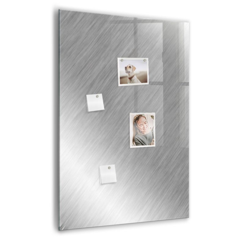 Szklana tablica magnetyczna Wallfluent 70x100 cm Błysk metalowy Czarny marker 1 szt.