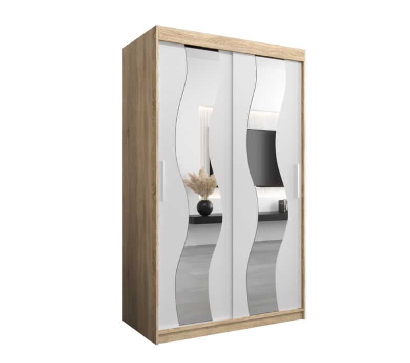 Szafa przesuwna Abiks SEWILLA 120 dąb sonoma + biały mat 1 szt.