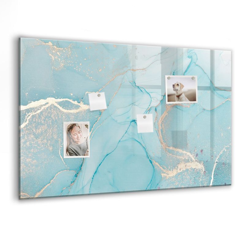 Szklana tablica magnetyczna Wallfluent 90x60 cm Dekoracyjny marmur Czarny marker 1 szt.