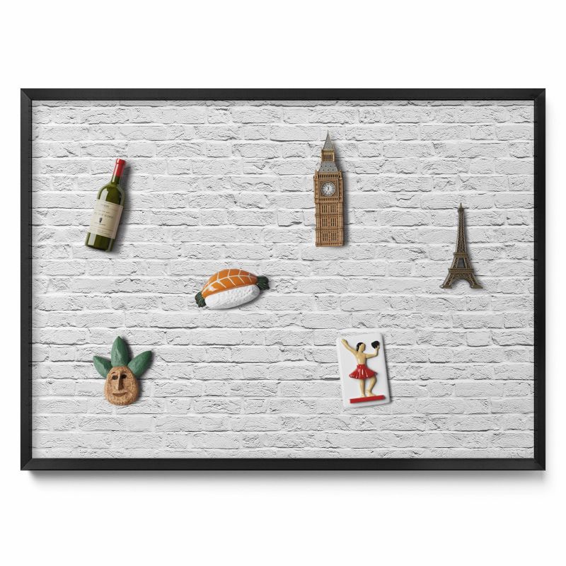 Tablica magnetyczna na ścianę Tulup 70x50 cm Ceglana ściana jasny mur w czarnej ramie 1 szt.