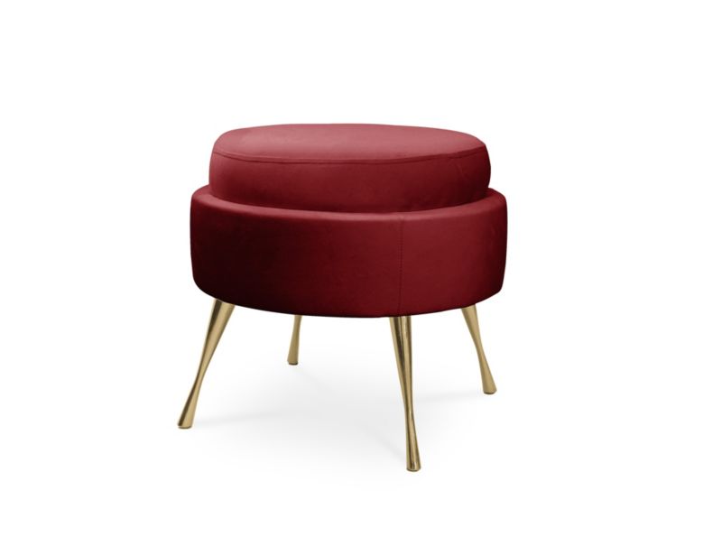 Pufa Bettso Muszelka na metalowych złotych nogach czerwony 1szt.