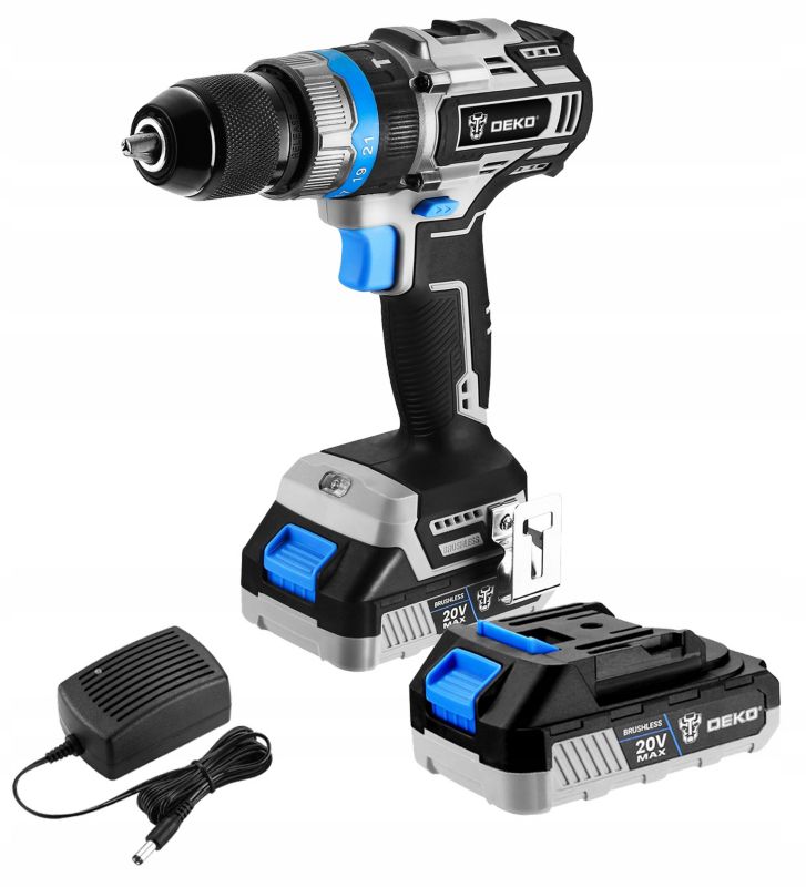 Wiertarko-wkrętarka DEKO udarowa bezszczotkowa 62Nm 2Ah 20V 1 kpl.