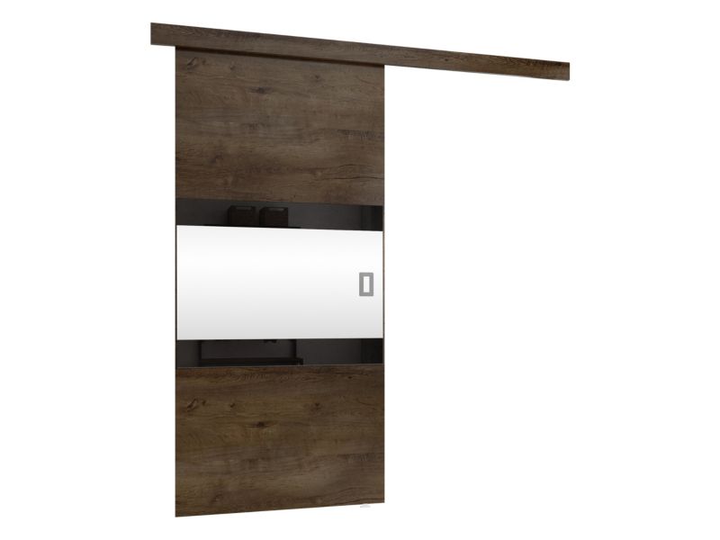 Drzwi przesuwne wewnętrzne MIRJAN 24 Lumba 70 + samodomykacz jesion ciemny / lustro + lacobel 1 kpl.