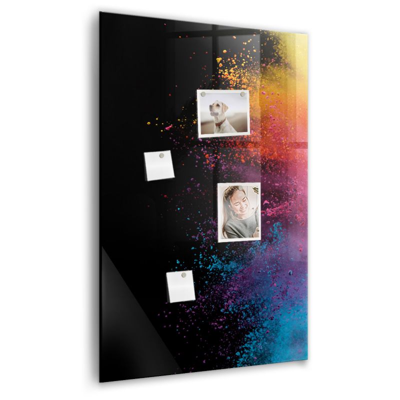 Szklana tablica magnetyczna Wallfluent 60x90 cm Kolorowy proszek Biały marker 1 szt.