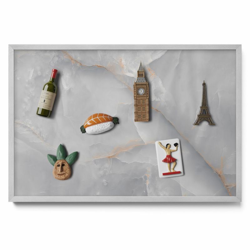 Ozdobna tablica magnetyczna Tulup 60x40 cm Elegancki ozdobny marmur w srebrnej ramie 1 szt.