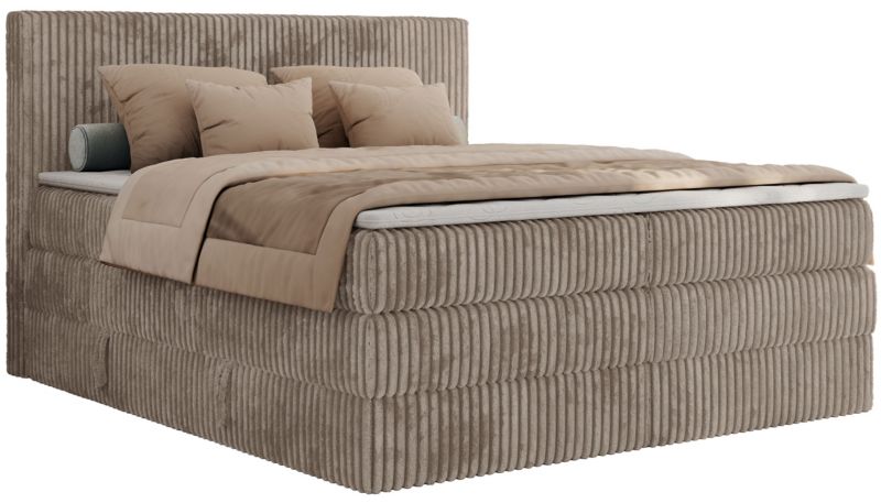 Łóżko kontynentalne MKS Meble TILIANO KING 140x200 H4 jasnobrązowy sztruks 1szt.