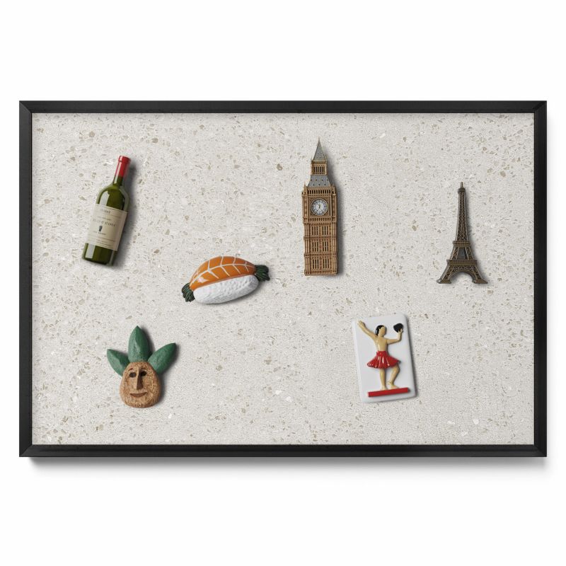 Ozdobna tablica magnetyczna Tulup 60x40 cm Jasny kamień gres w czarnej ramie 1 szt.