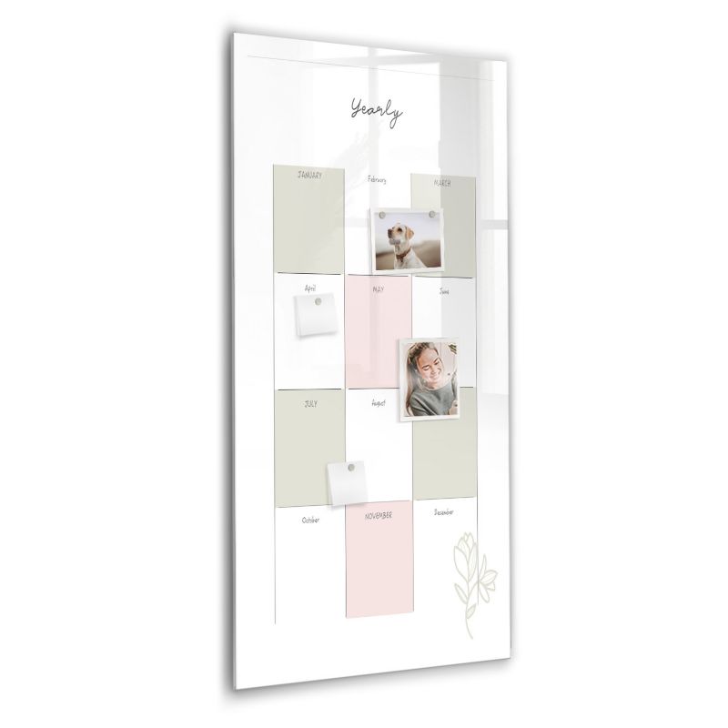 Szklana tablica magnetyczna Wallfluent 60x120 cm Roczny planer Czarny marker 1 szt.