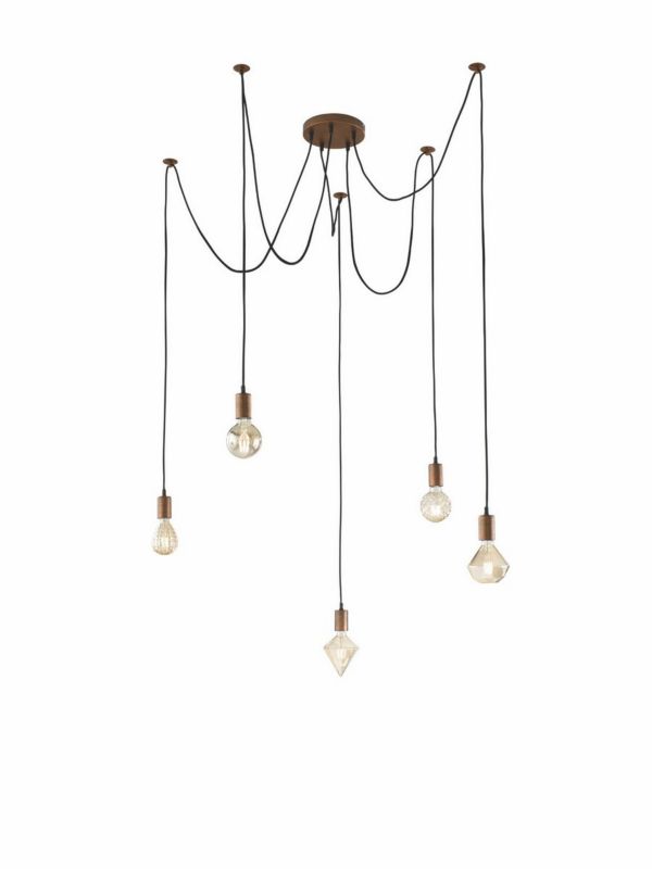 Lampa wisząca Trio Cord miedziana wym: 150 x 18 x 18 cm 5xE27 x 1 szt.