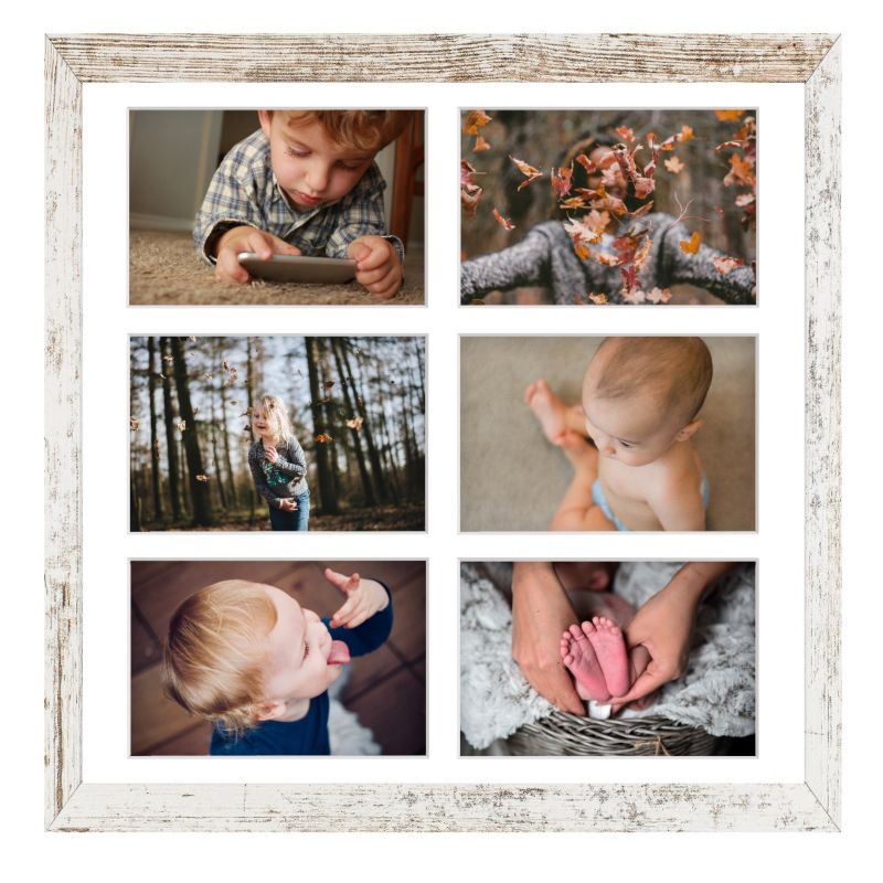 Ramka na 6 zdjęć Hekla 40x40x6 MDF galeria bielona sosna 1szt.