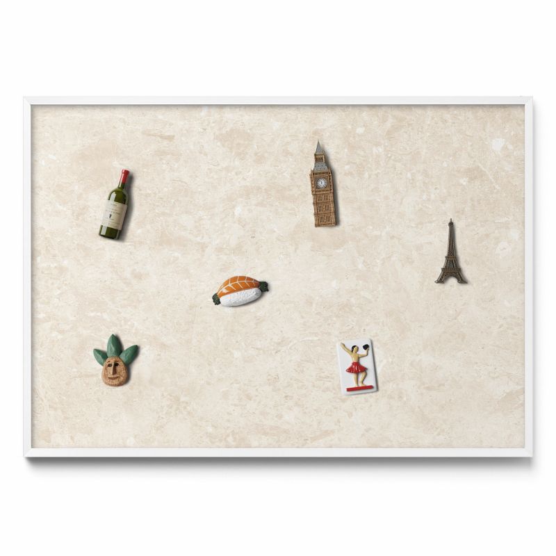 Ozdobna tablica magnetyczna Tulup 100x70 cm Elegancki jasny kamień w białej ramie 1 szt.