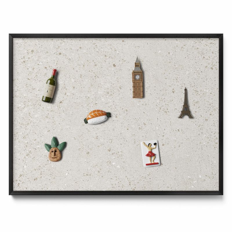 Ozdobna tablica magnetyczna Tulup 80x60 cm Jasny kamień gres w czarnej ramie 1 szt.