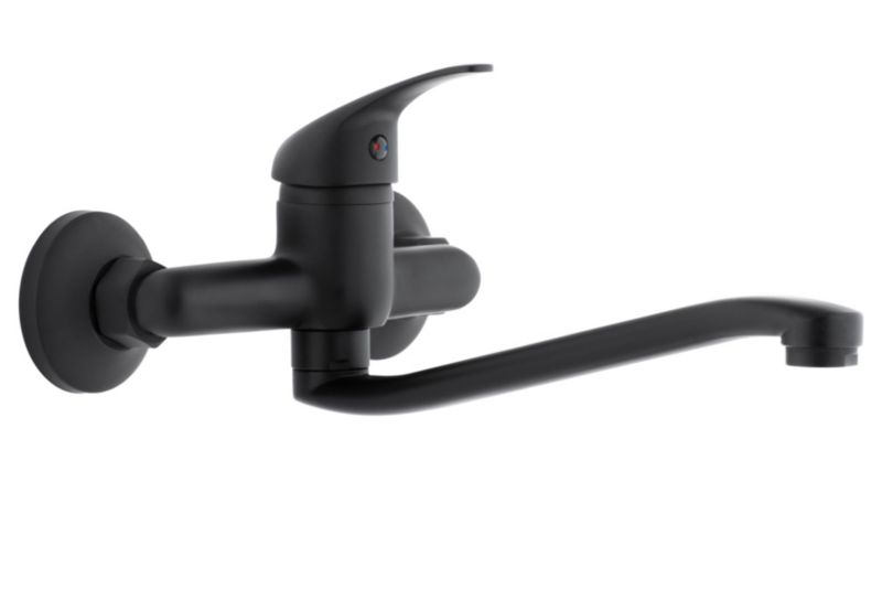 Bateria Kuchenna FIZAR - YOKA HOME Ścienna Kran Obrotowy Długi Czarny - 1 szt.