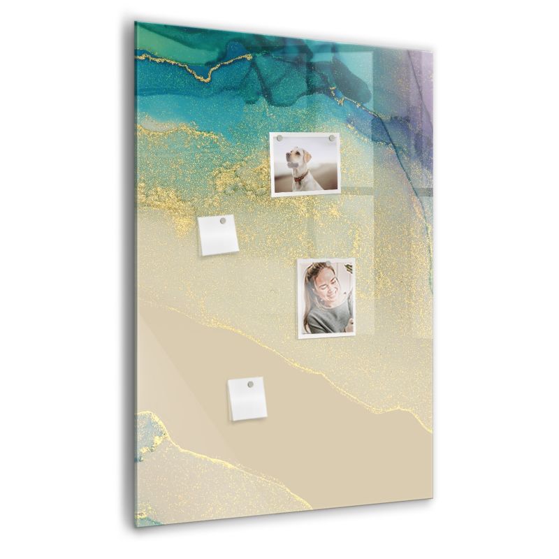 Szklana tablica magnetyczna Wallfluent 70x100 cm Kolorowy marmur Czarny marker 1 szt.