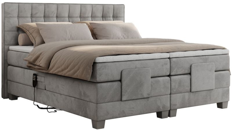 Łóżko kontynentalne MKS Meble ELECTRO 200x200 H4 Jasnoszary welvet 1szt