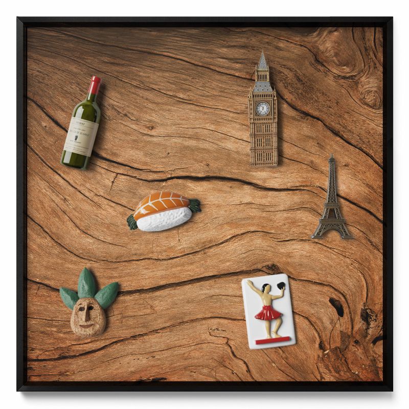 Tablica magnetyczna Tulup 50x50 cm Pęknięta tekstura drewna w czarnej ramie 1 szt.