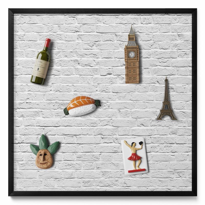 Tablica magnetyczna na ścianę Tulup 50x50 cm Ceglana ściana jasny mur w czarnej ramie 1 szt.