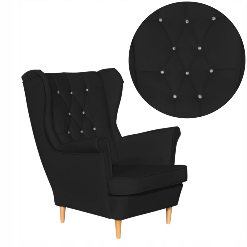 Fotel uszak do salonu eko skóra Family Meble Gaja czarny 1szt