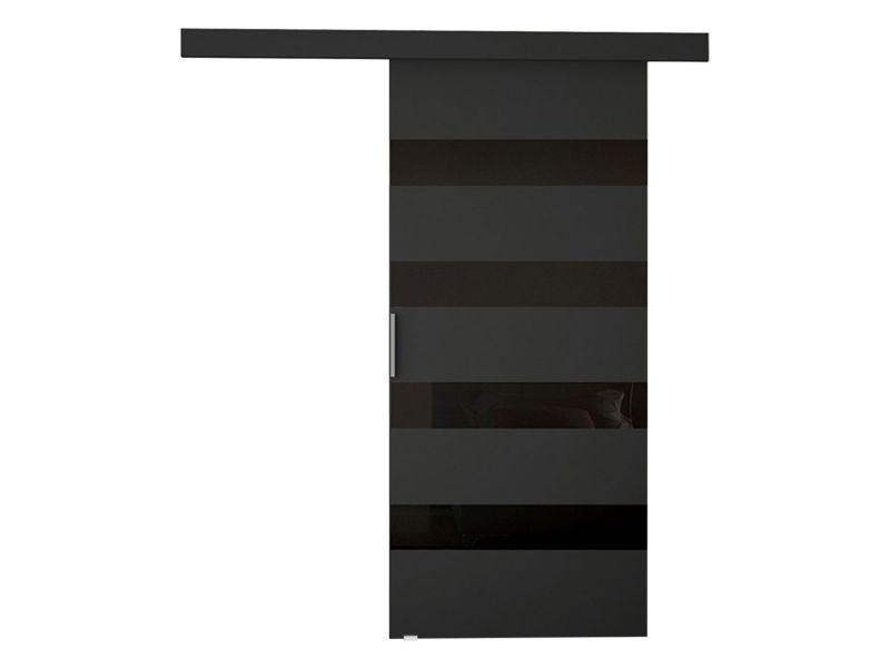 Drzwi przesuwne wewnętrzne MIRJAN 24 Rubi V 70 + samodomykacz czarny + czarny lacobel 1 kpl.