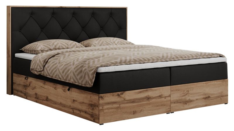 Łóżko kontynentalne MKS Meble VENETO 180x200 H4 czarny ekoskóra 1szt.