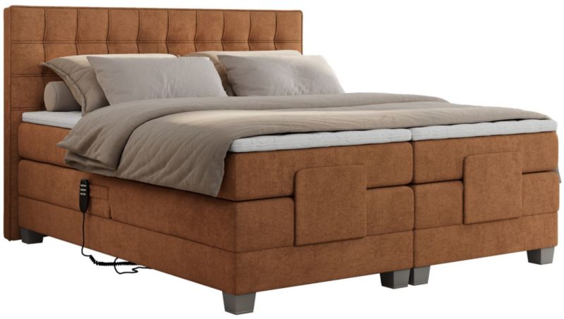 Łóżko kontynentalne MKS Meble ELECTRO 180x200 H3 Pomarańczowy struktura 1szt