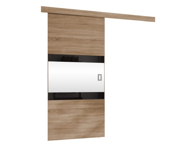 Drzwi przesuwne wewnętrzne MIRJAN 24 Lumba 90 + samodomykacz dąb sonoma / lustro + lacobel 1 kpl.