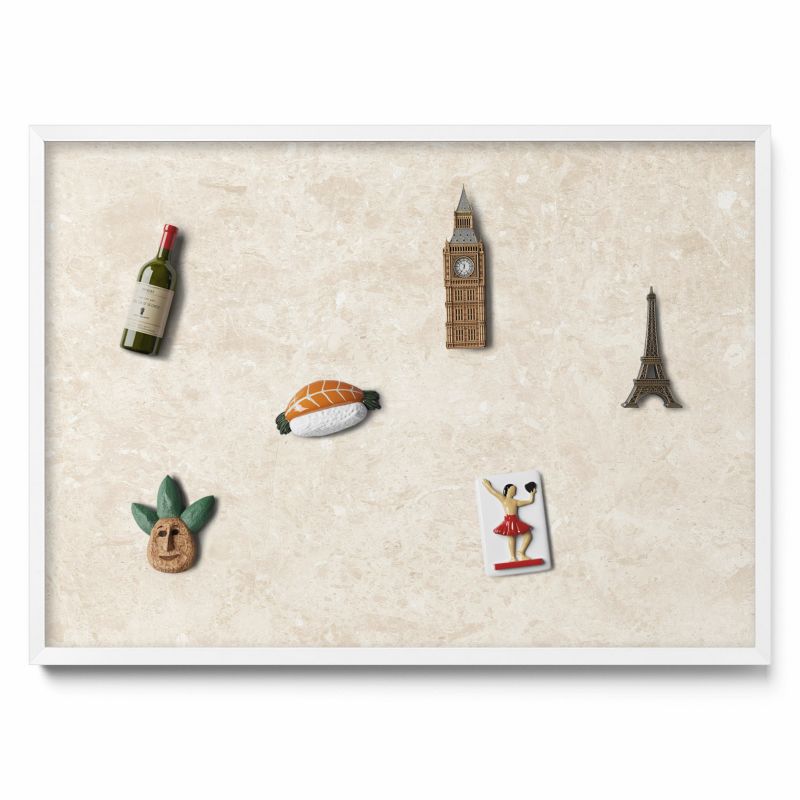 Ozdobna tablica magnetyczna Tulup 70x50 cm Elegancki jasny kamień w białej ramie 1 szt.