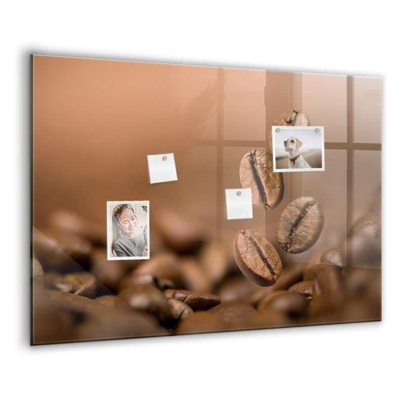 Szklana tablica magnetyczna z białym markerem Wallfluent 100x70 cm Ziarna kawy 1 szt.